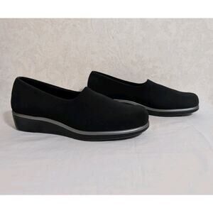 SAS Bliss Black Tripad Comfort Wedge Microfiber Slip on Loafer Shoes 7.5 M